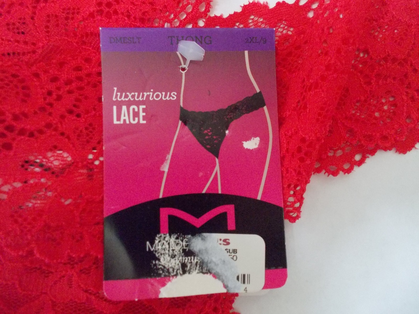 NWT MAIDENFORM 2 Pair Red & Black Luxurious Lace Thong Panties Underwear 2XL 9