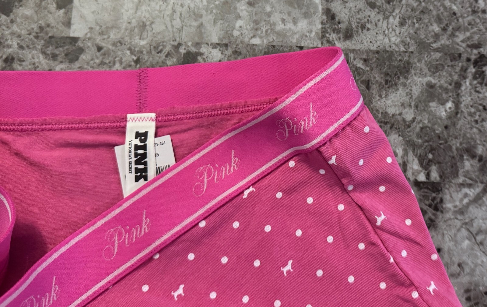 NWT VICTORIA’S SECRET PINK POLKA DOT THICK LOGO WAISTBAND BOYSHORT PANTIES