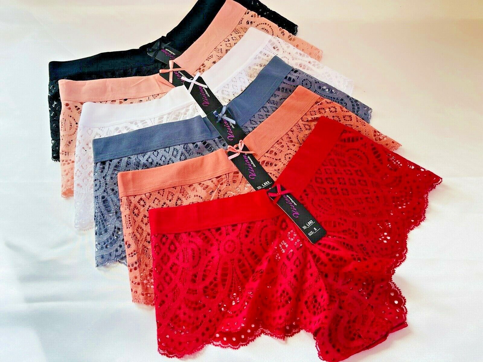 Boyshorts Lace Seamless SOFT 6 OR 12 Undie Shortie PANTIES UNDERWEARS L892 S-XL