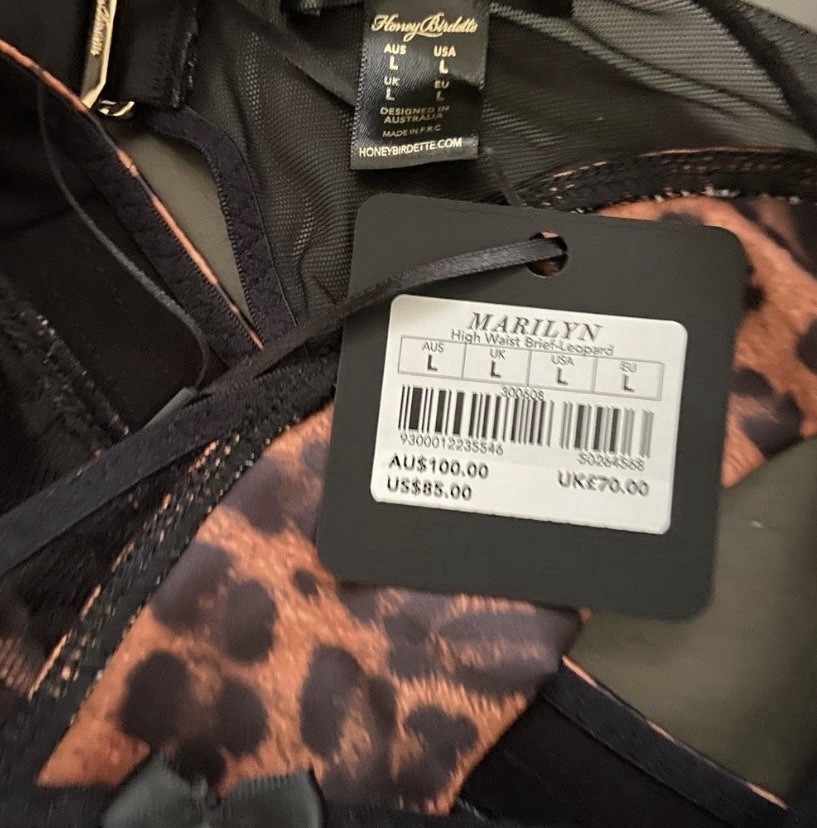 Honey Birdette Marilyn Leopard High Waist Brief Size L