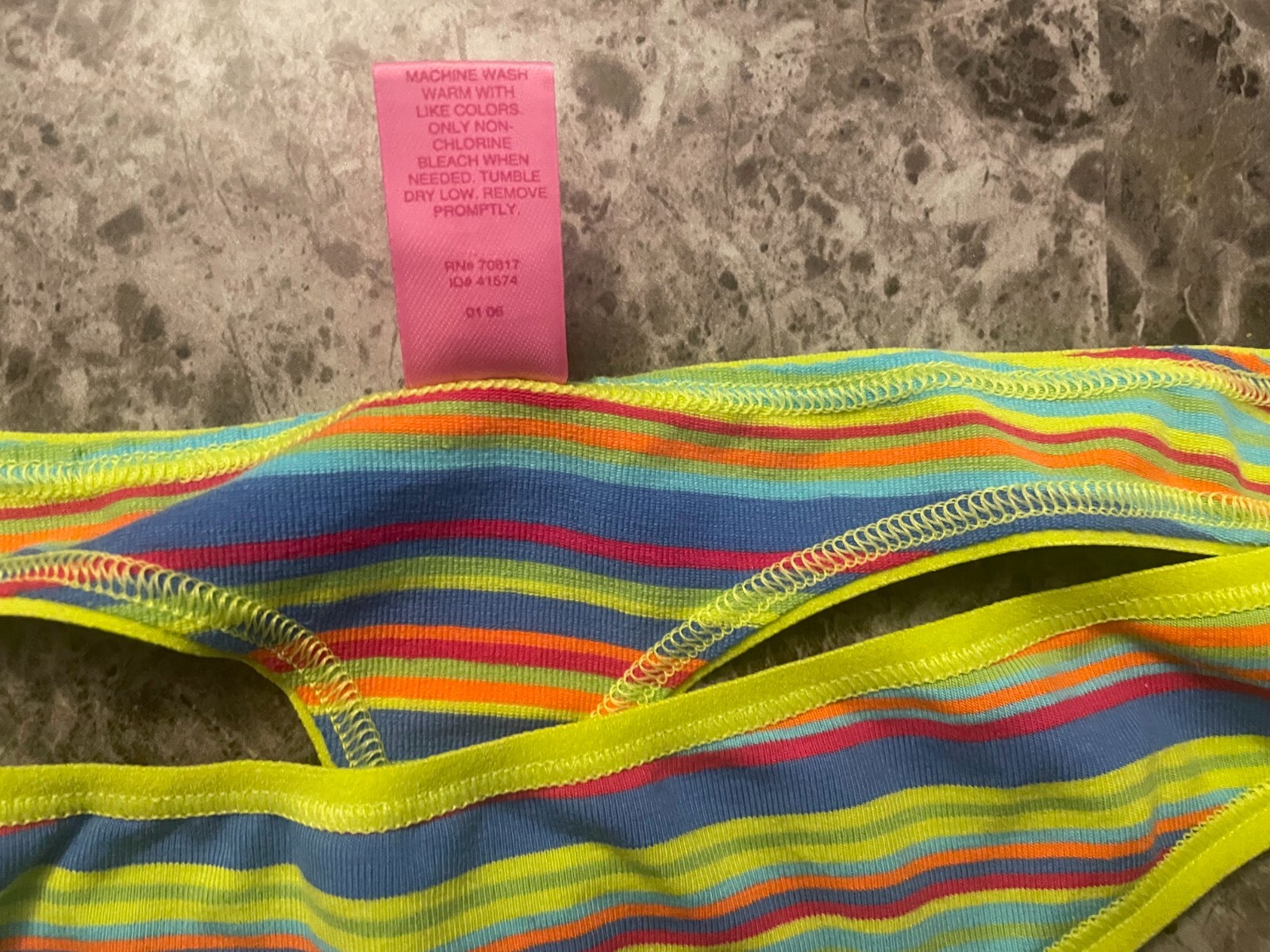 NWOT VICTORIA’S SECRET PINK LARGE BLUE GREEN STRIPE VINTAGE RARE THONG PANTIES