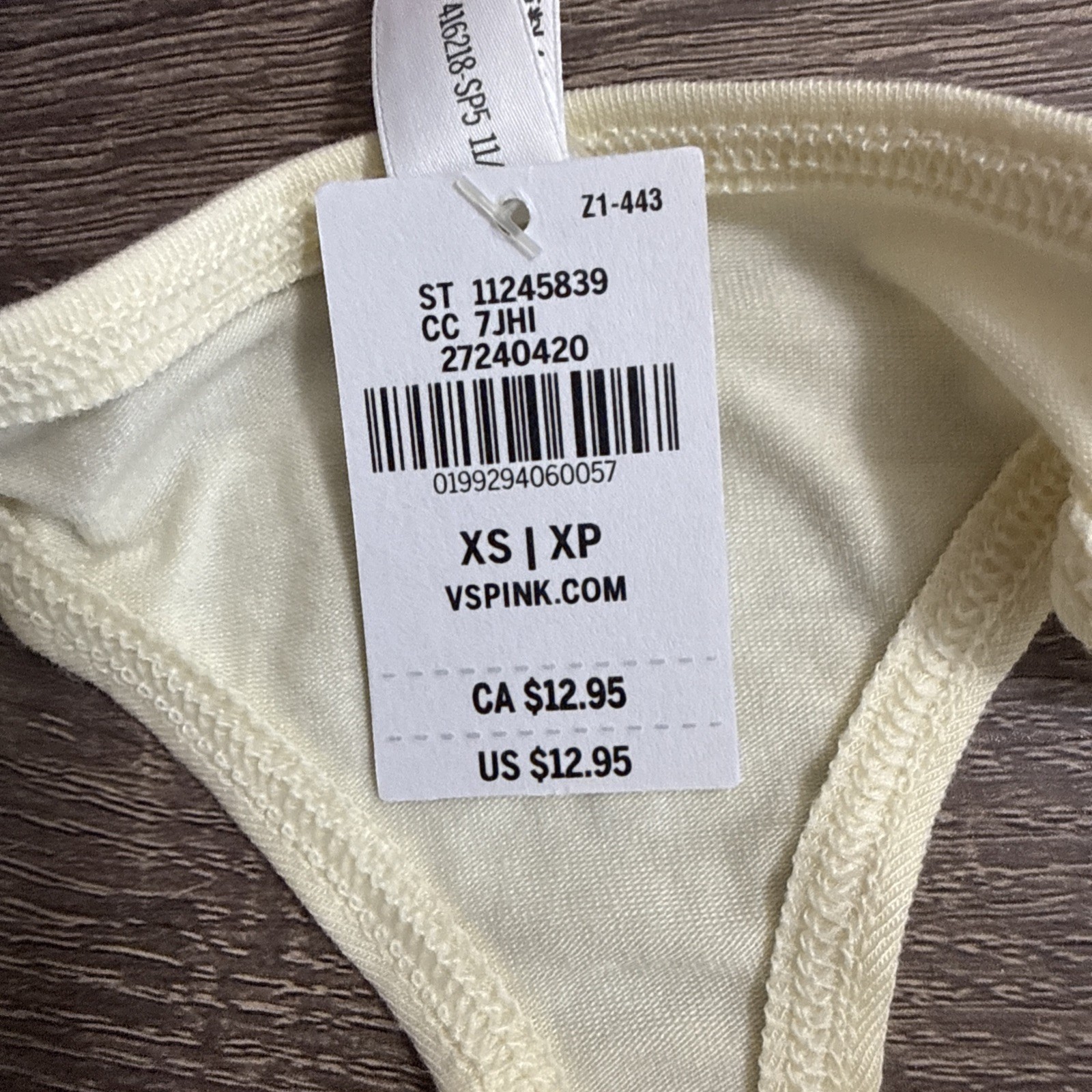Pink By Victoria’s Secret Xs Yellow Dog Logo, Cotton Thong Panties