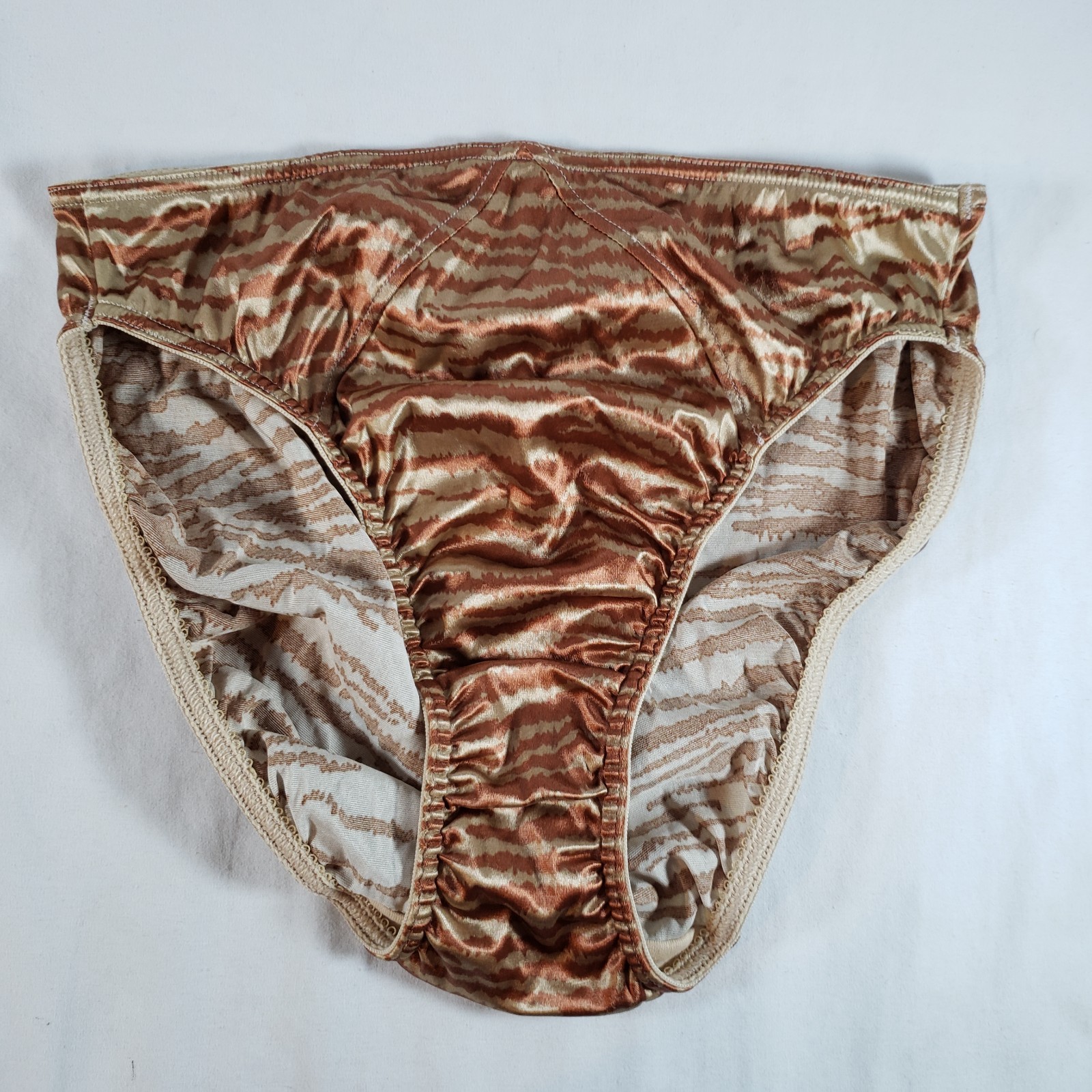Victoria’s Secret Second Skin Satin Bikini Large Gold Orange Tiger NWT