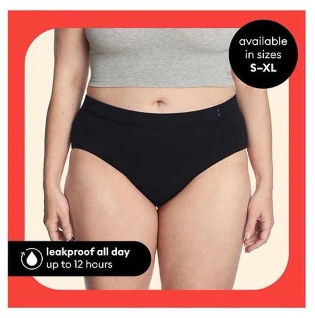 Thinx For All Period Underwear Brief Slip All-Day Absorbency Size L – Black NEW