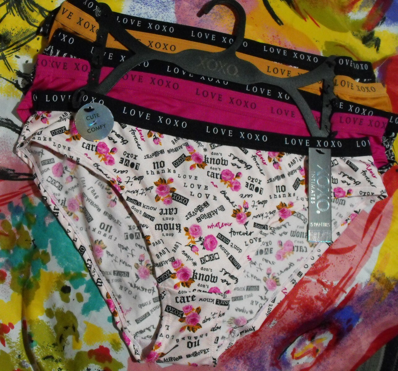 5 NEW XOXO INTIMATES XO8562 A CUTE & COMFY MF SIGNATURE WAIST BIKINI PANTIES M