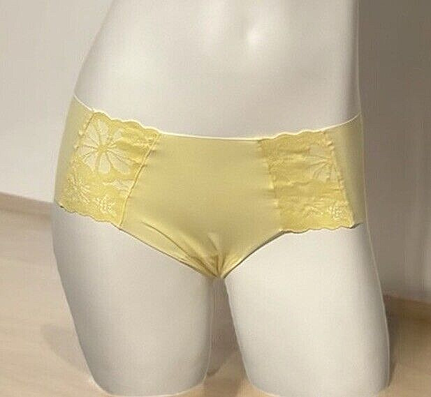 NWT VICTORIA’S SECRET “PINK” HIPHUGGER HIPSTER LACE FRONT PANTY YELLOW SZ LARGE