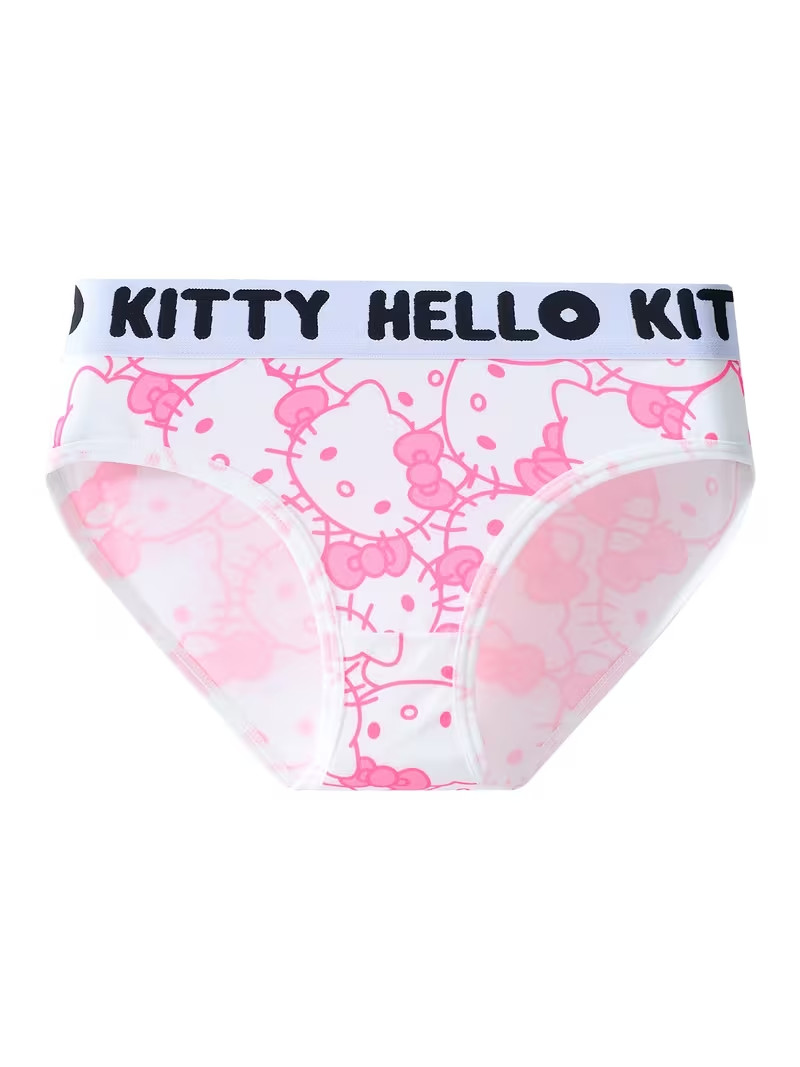 Women’s Sanrio Hello Kitty Licensed White Kawaii Y2K Cute Logo Bikini Panties