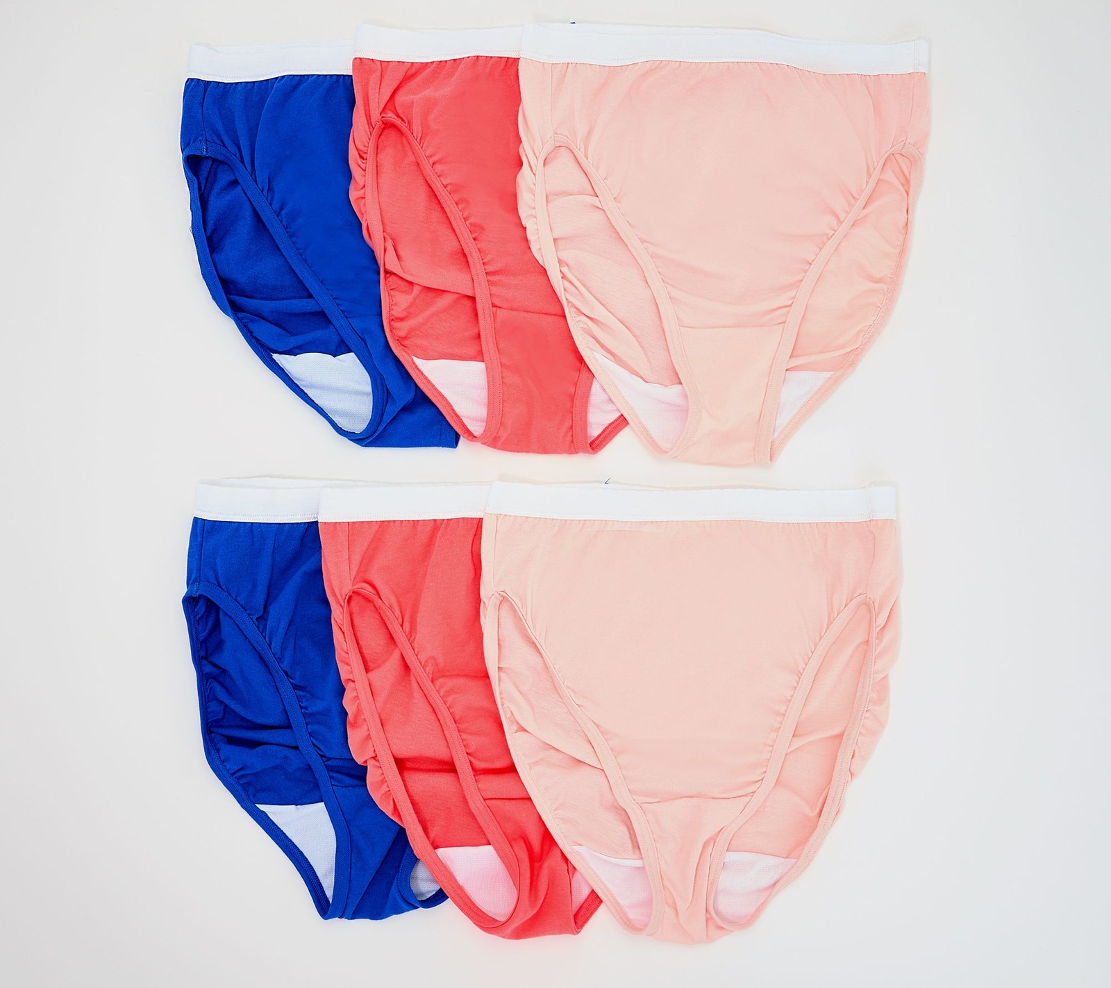 Breezies Original Cotton Hi-Cut Panties Set of 6 Fashion Pack 14 New