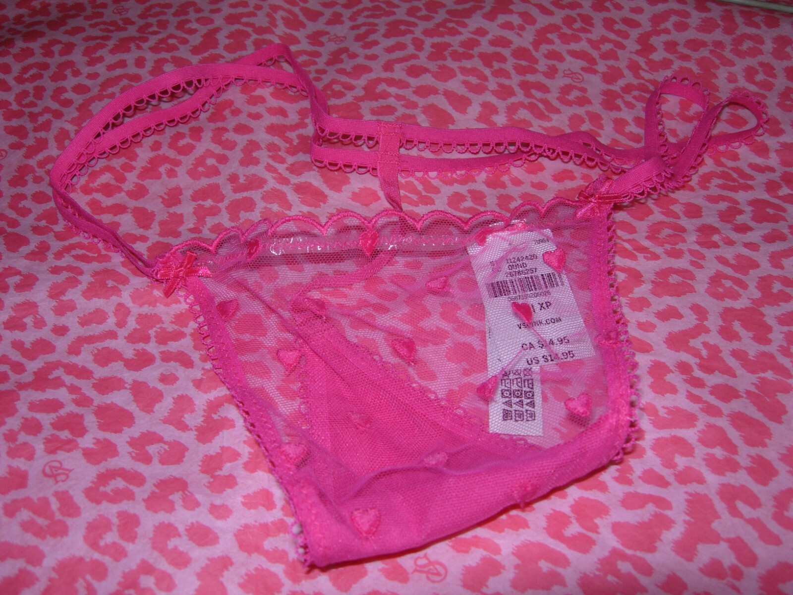 Victoria Secret Skimpy Wink V-String G-String Double Strappy Heart XS M L XL XXL