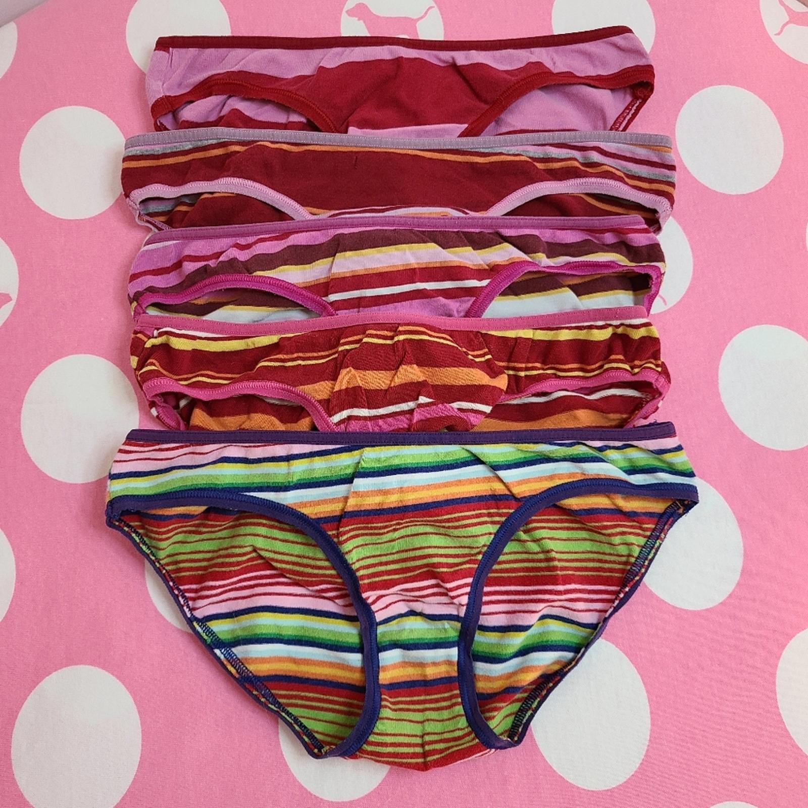 VTG Victoria’s Secret PINK 5pk Rainbow Graphic Cotton Low Rise Bikini Panties XS