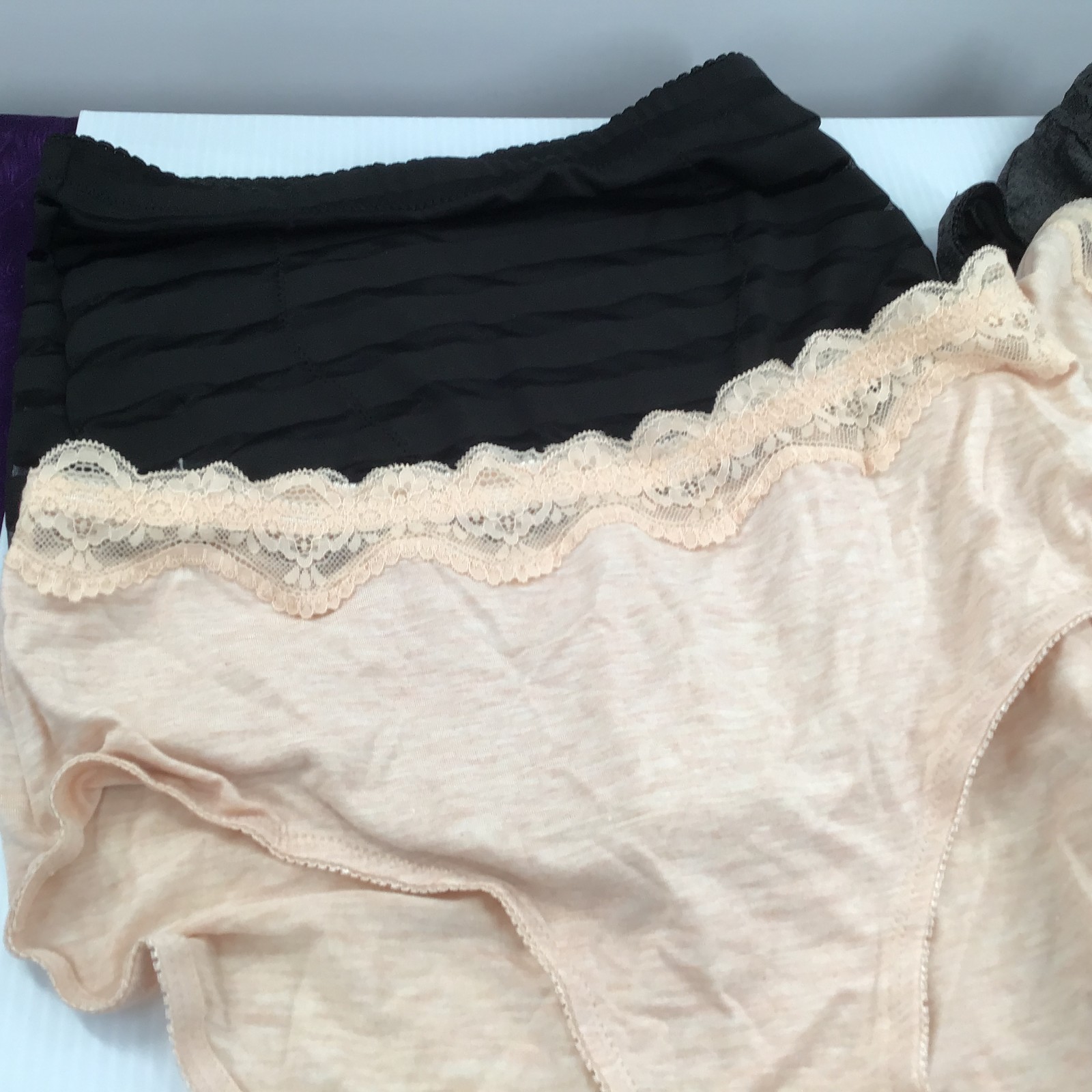 Rhonda Shear Style 4227 – 3 Pair, 2 Peach, 1 Charcoal, + 1 Black Style 4003 MED