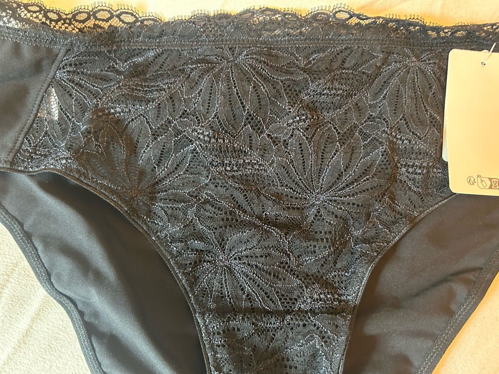 Simone Perelman Brief NWT Black Lace Size 5/XL