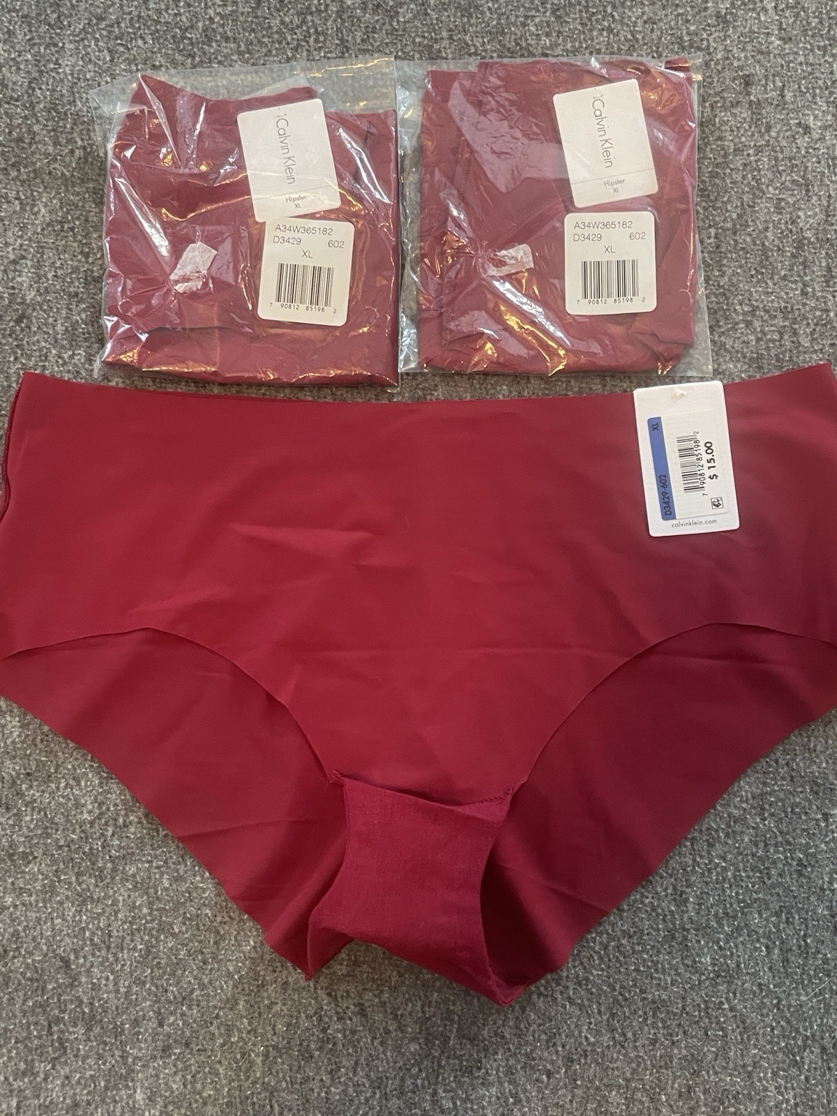 Calvin Klein Women Invisible Hipster Underwear D3429 Brick Red Size X-Large new