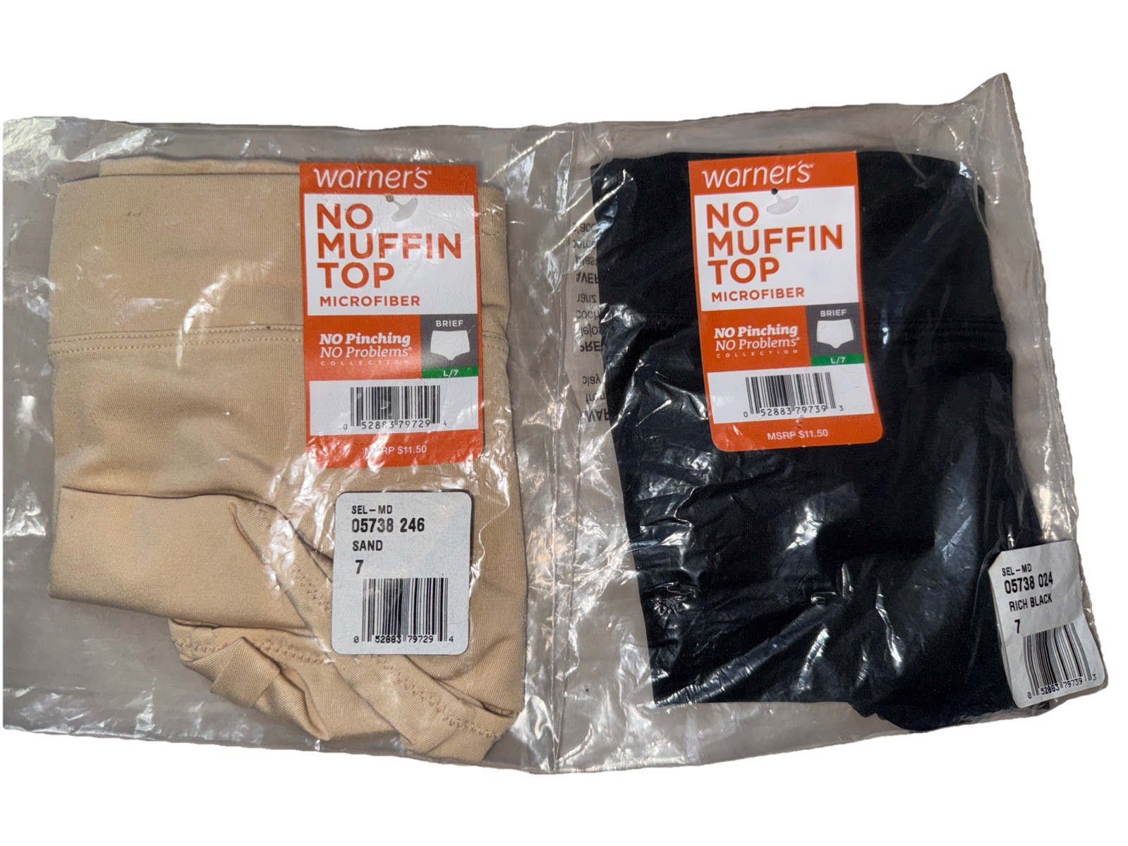NEW! 2 Pairs Warners No Pinching No Problems Panties / Size 7 / Large lot