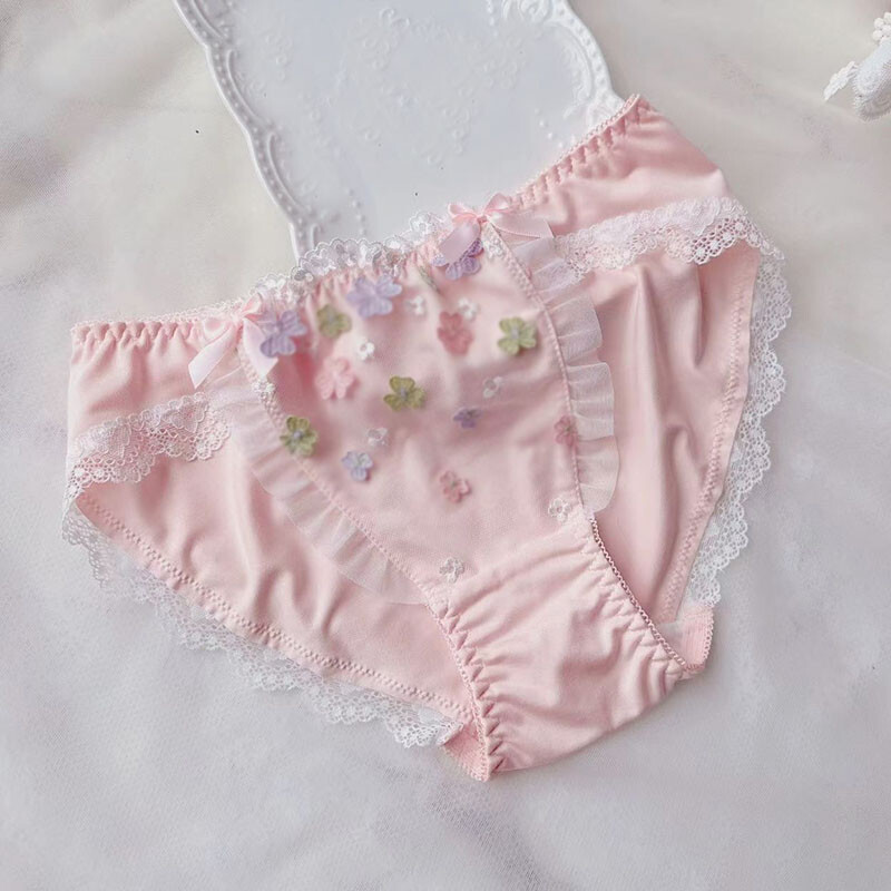 Japanese Lolita Girls Bow Floral Underpant Panties Briefs Students Knickers Cute