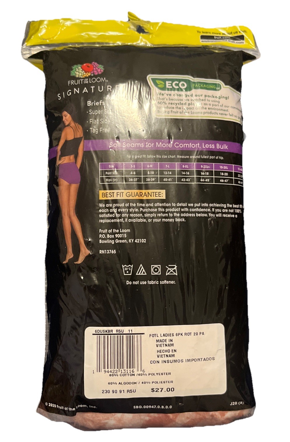 Fruit of the Loom Ultra Soft Cotton Briefs Size 11/ 4X Assorted Colors 6 Pairs