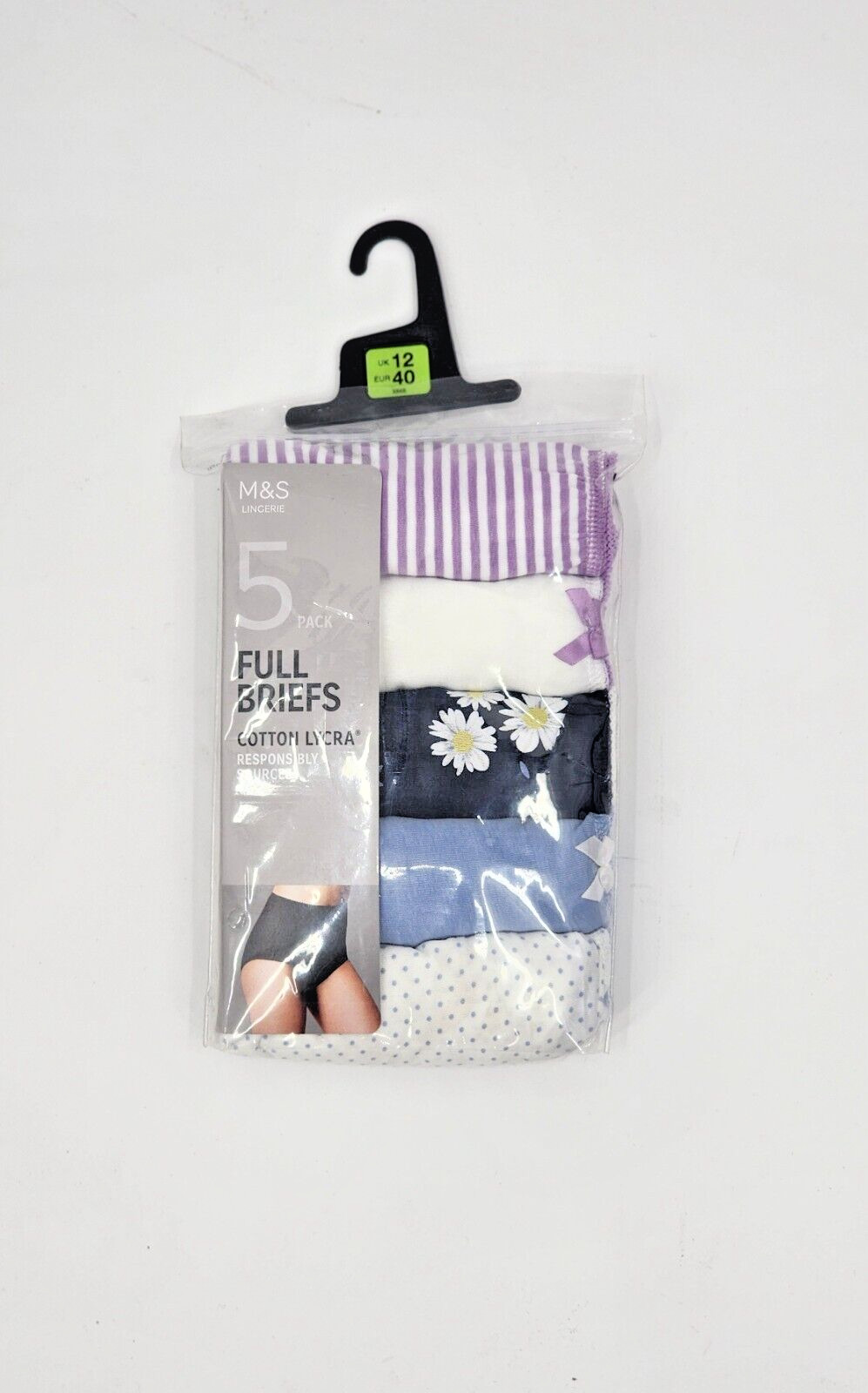 M&S Ladies 5 Pack Cotton Lycra Full Briefs Knickers Underwear Sizes 10 to 24