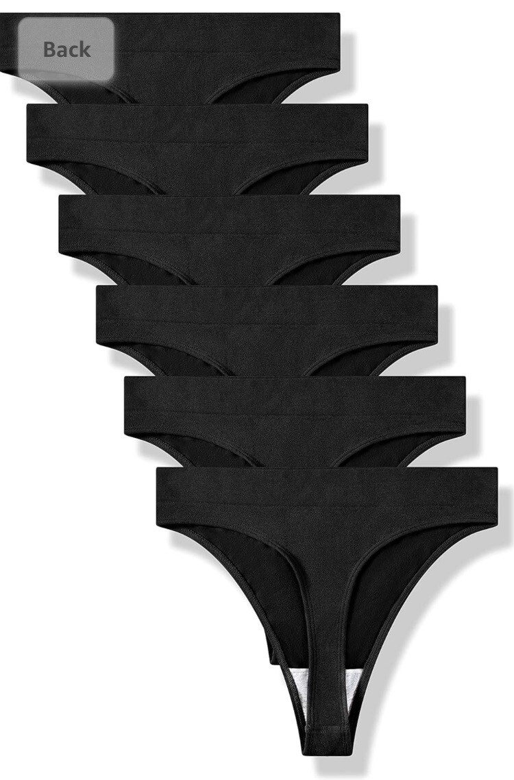 Seamless Thongs for Women No Show Thong Underwear Women 10-Pack 6 Black 4 Grey L