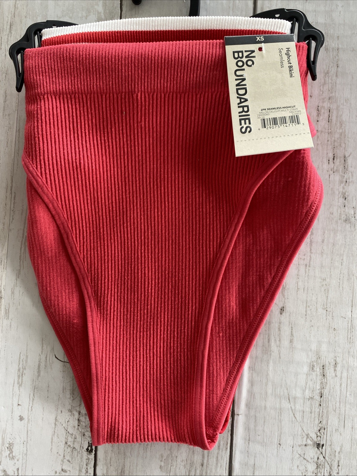 No Boundaries Women’s Ribbed High Cut Bikini Panties Seamless Set Of 2 XS