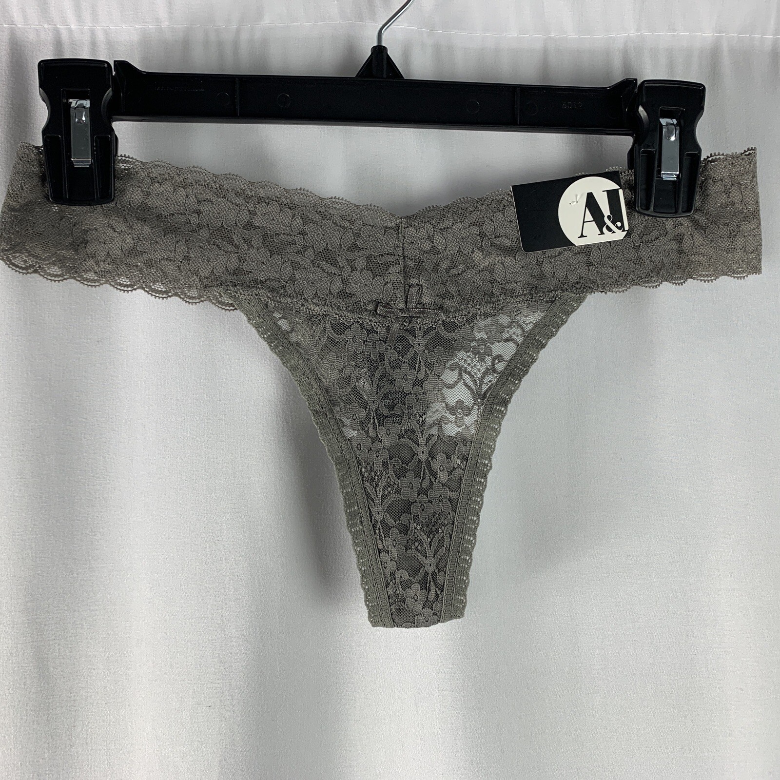 A and I Womens Charcaol Lace Thong Panties Multiple Sizes