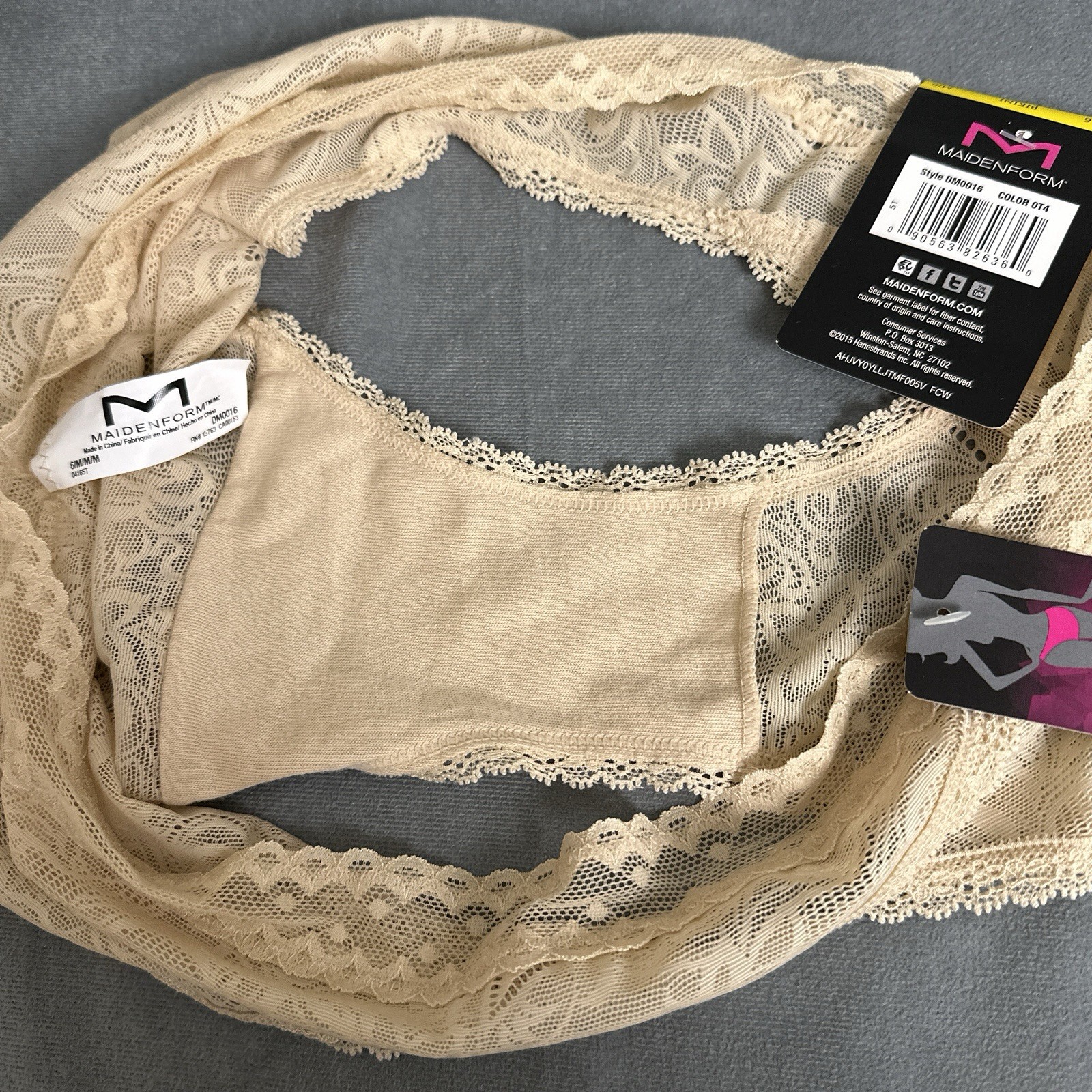 Maidenform DM0016 Sexy Must Have Bikini Panty Medium Paisley Lace Y2K Beige New