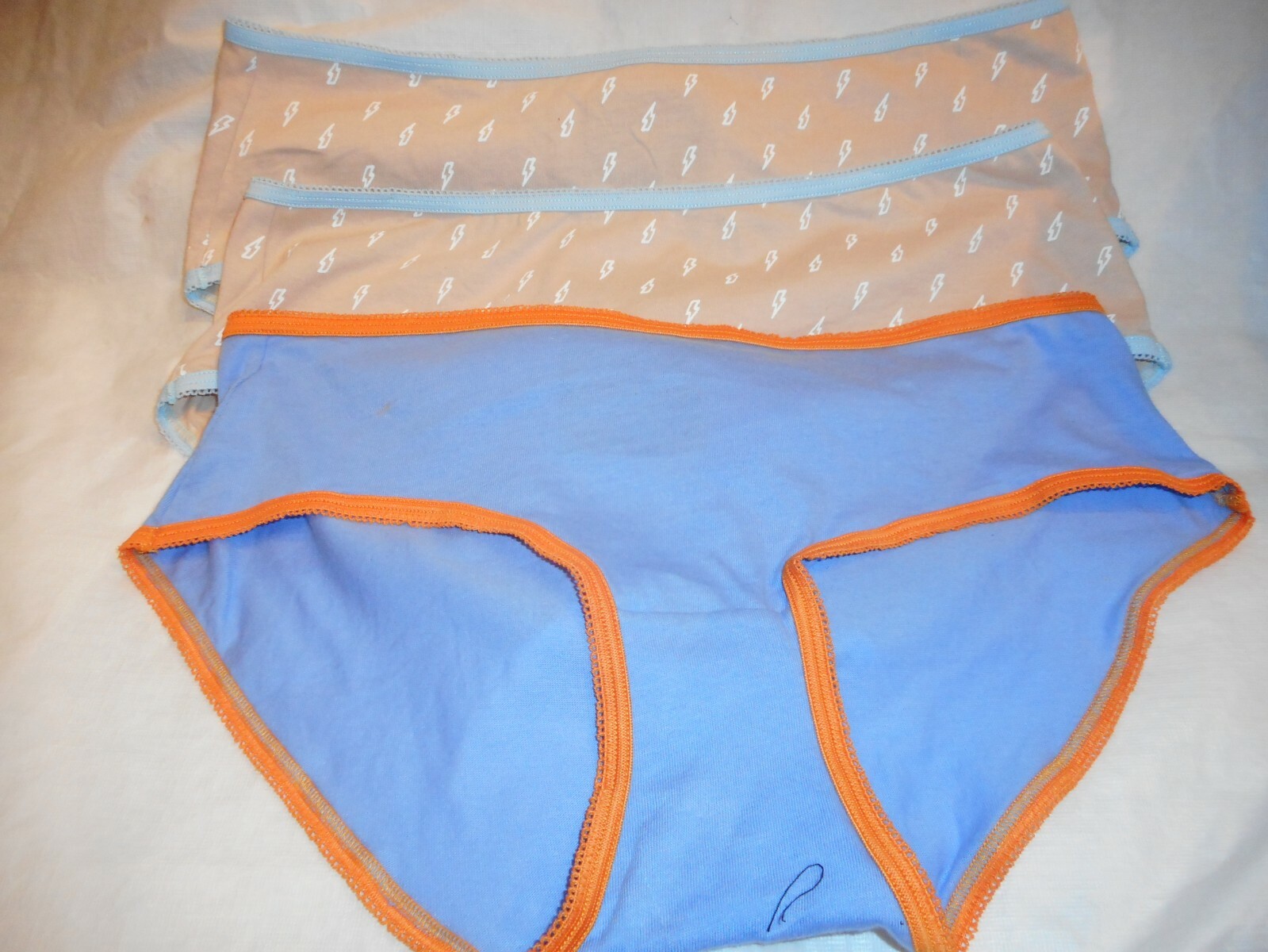 3 Smart Lady Briefs Panty Sold Together Beige/Blue & Blue /Orange Medium