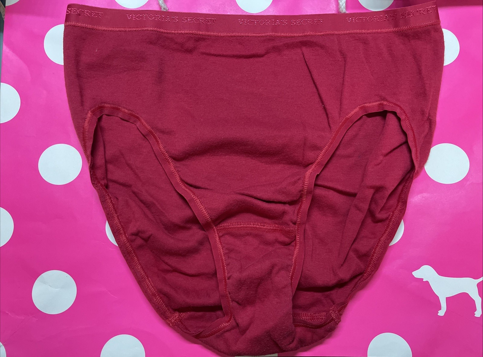 2008 VTG Victoria Secret Cotton Signature Logo Waist High Leg Brief Panties M