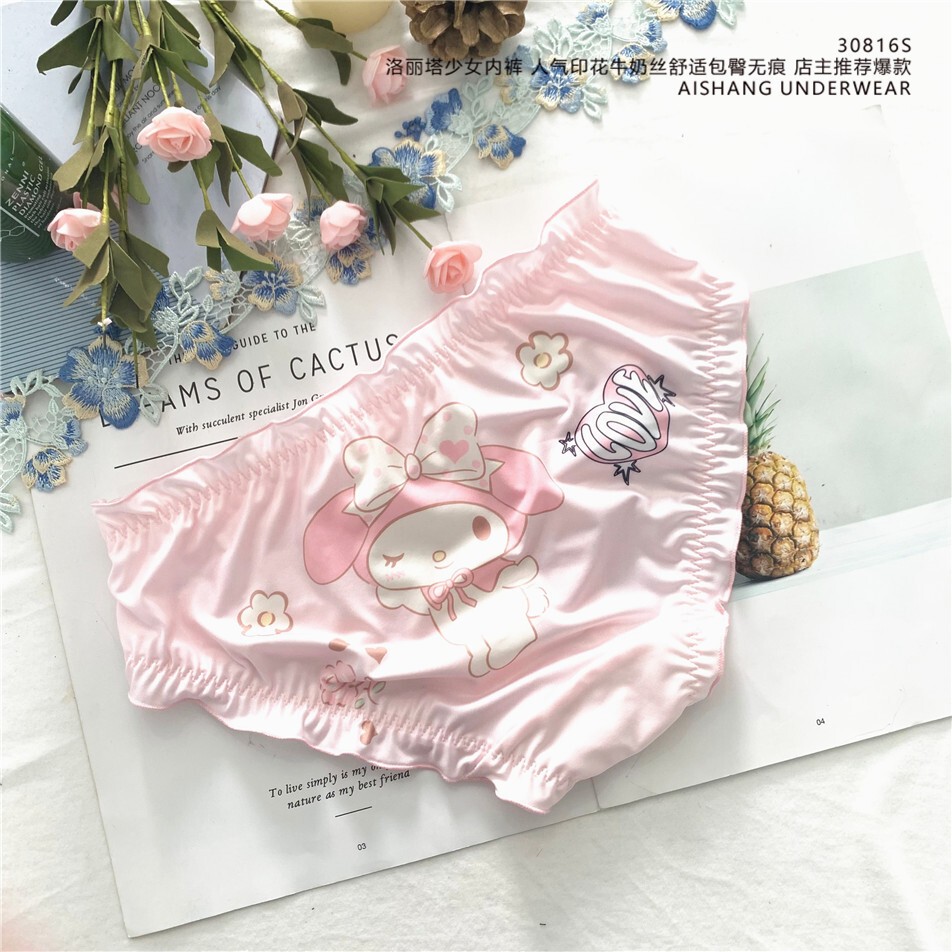 NEW 4pcs/Set KT Kitty Melody Anime Panties Underwear Briefs Lace Girl underpants