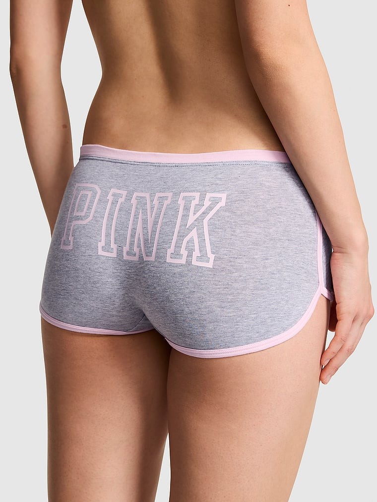 Victoria’s Secret PINK – L Cotton Dorm Boyshort Panty – Gray and Pink Dog Large
