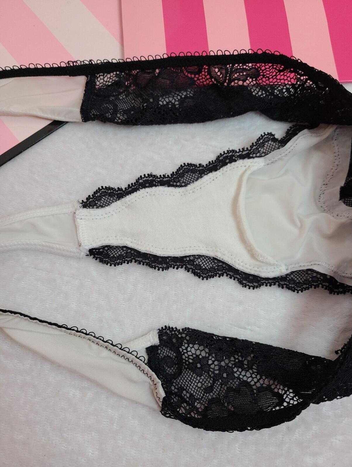 VTG VS Dream Angels Silky Nylon & Lace Classic Cut Thong Panty Size Lg