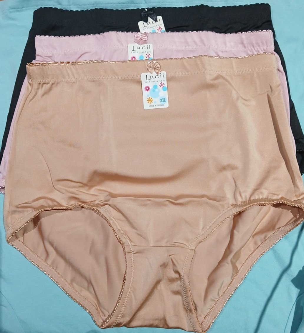 NWT LUCII INTIMATE LOT 3 SPANDX UNDERWEAR PANTIES 2XL3XL,4XL5XL BEIGE,PINK,BLACK