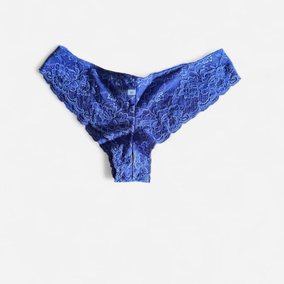 Montelle Intimates Sapphire Blue Lace Brazilian Panty 9001 Large NWT