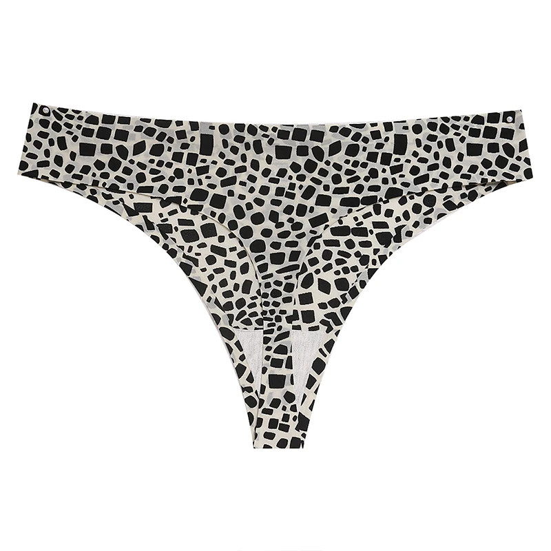 Leopard Print Thong Panties Underwear Seamless Low Rise Women’s Panty 6 Pcs