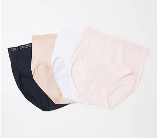 Breezies Set of 4 Nylon Microfiber Hi-Cut Panty-Basic-Small-NEW-A287800