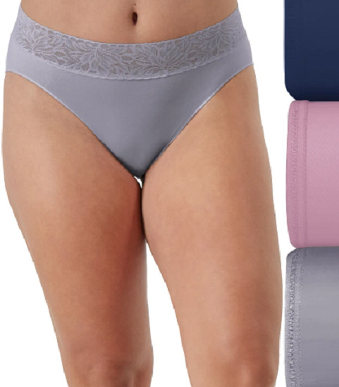 BALI COOL COMFORT SEAMLESS 3-PACK HI-CUT BRIEFS SIZE 6/MED NEW/TAGS STYLE DFMH3