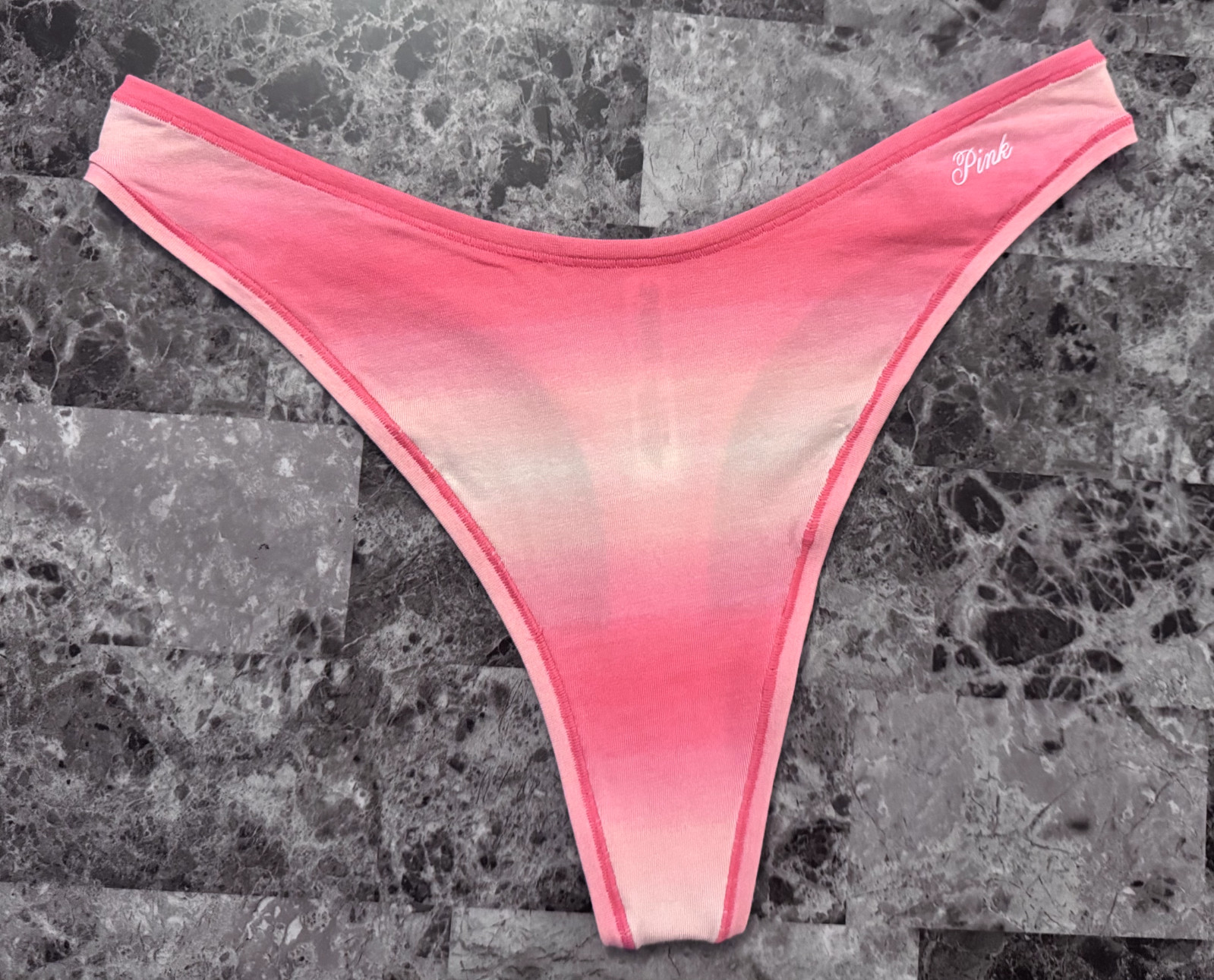 NWOT VICTORIA’S SECRET PINK LIGHT RED OMBRE GRADIENT HIGH LEG THONG PANTIES