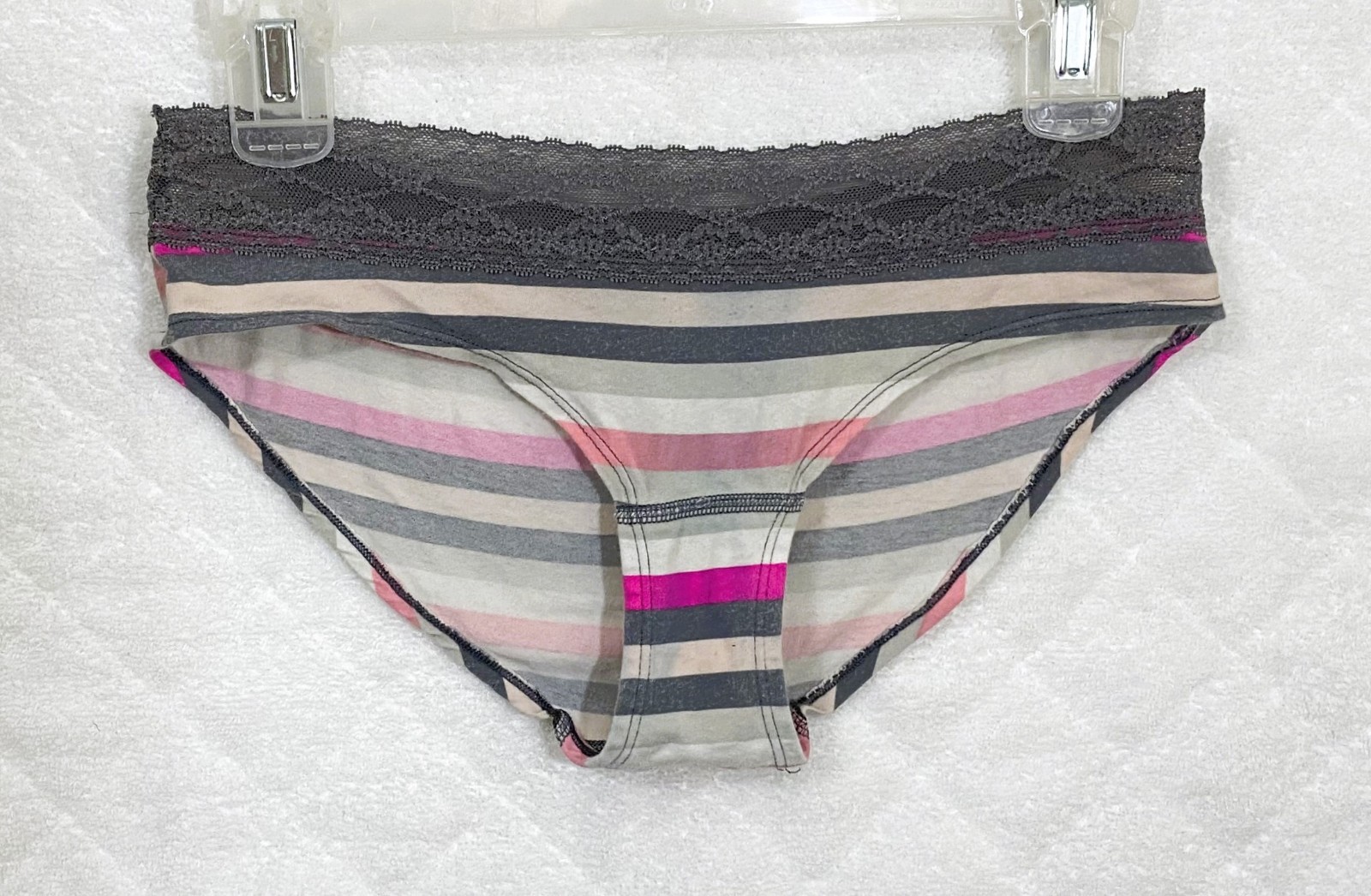 2016 Victorias Secret HIPSTER HIPHUGGER Low Rise Panties Stripes Lace Cotton Med