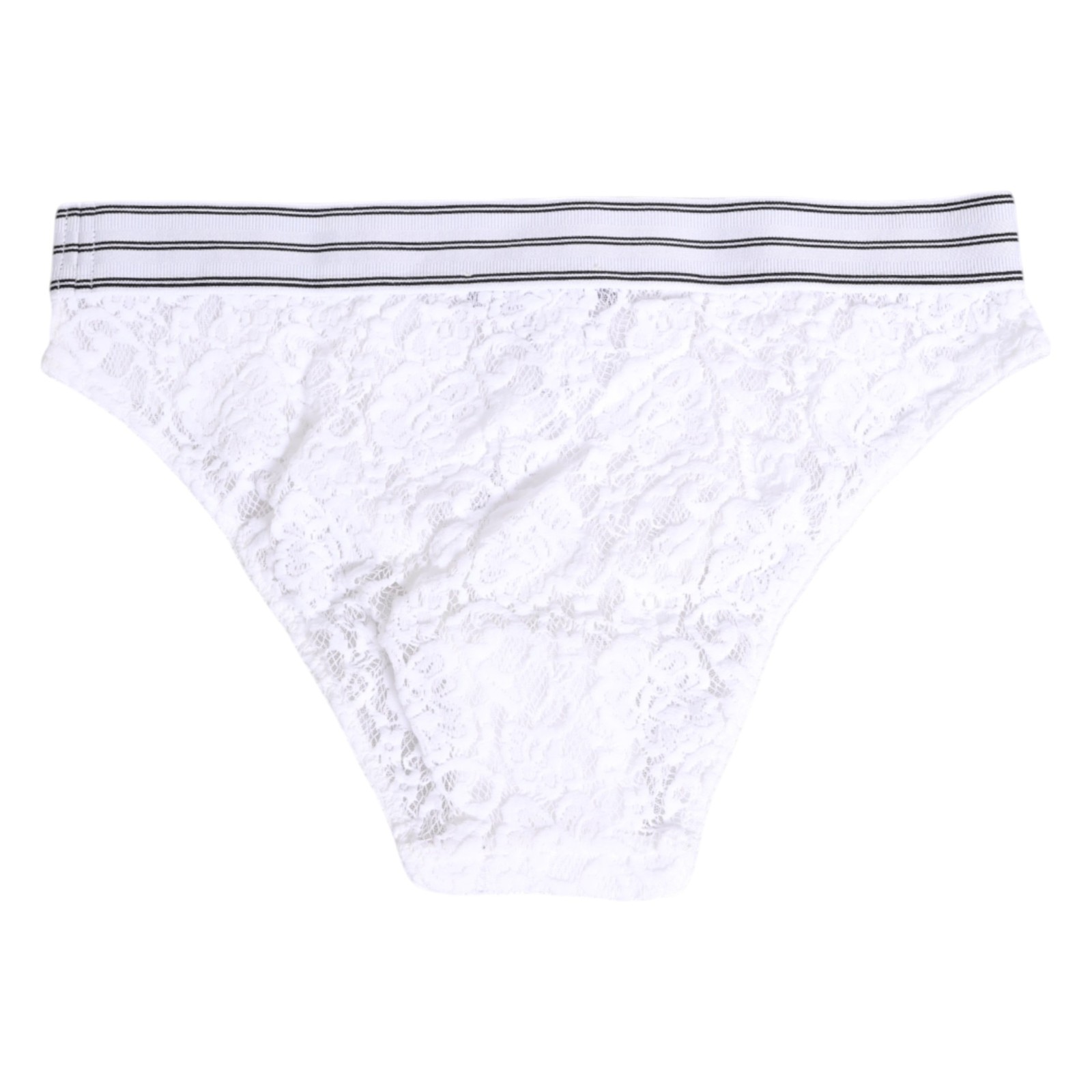 DOLCE & GABBANA Underwear White Lace Slip Brief Logo Waistband IT4/US L 160usd