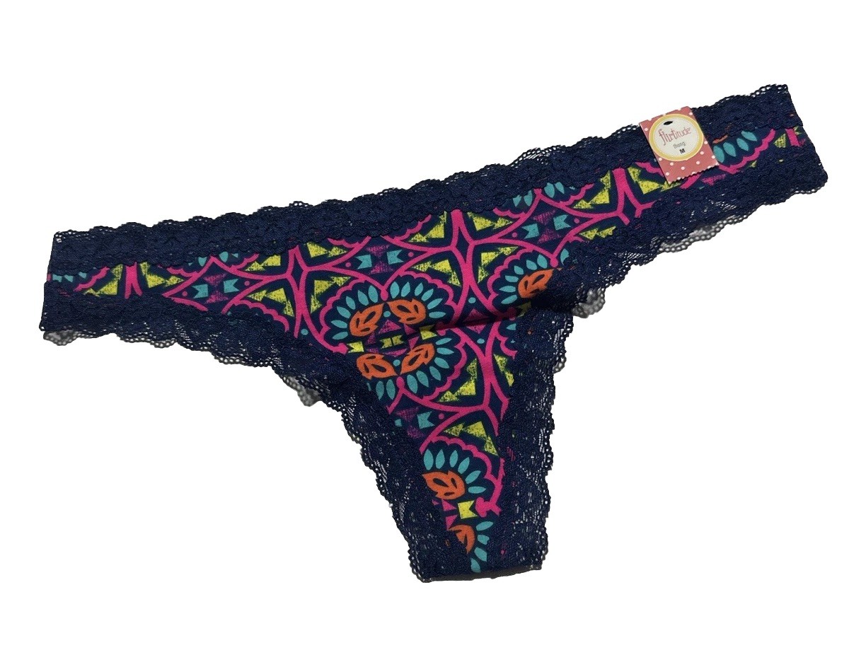 Flirtitude Multicolor Thong Panty Size Medium NWT