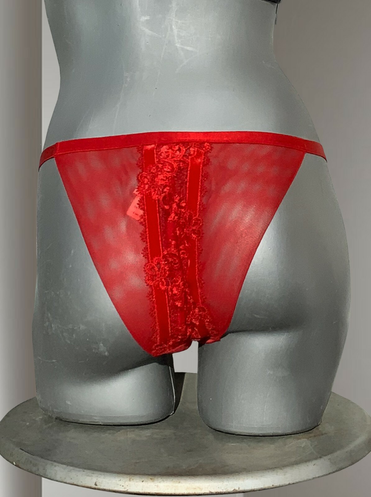 Victoria’s Secret Luxe Lingerie Red Lipstick Velvet Trim Brazilian Hook Panty L