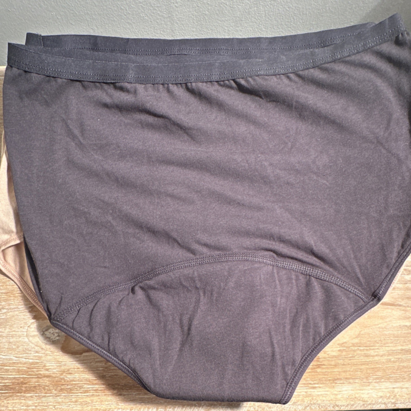 Hanes Comfort Period Brief Panties 3 8/XL Black Beige 3 Pack Women