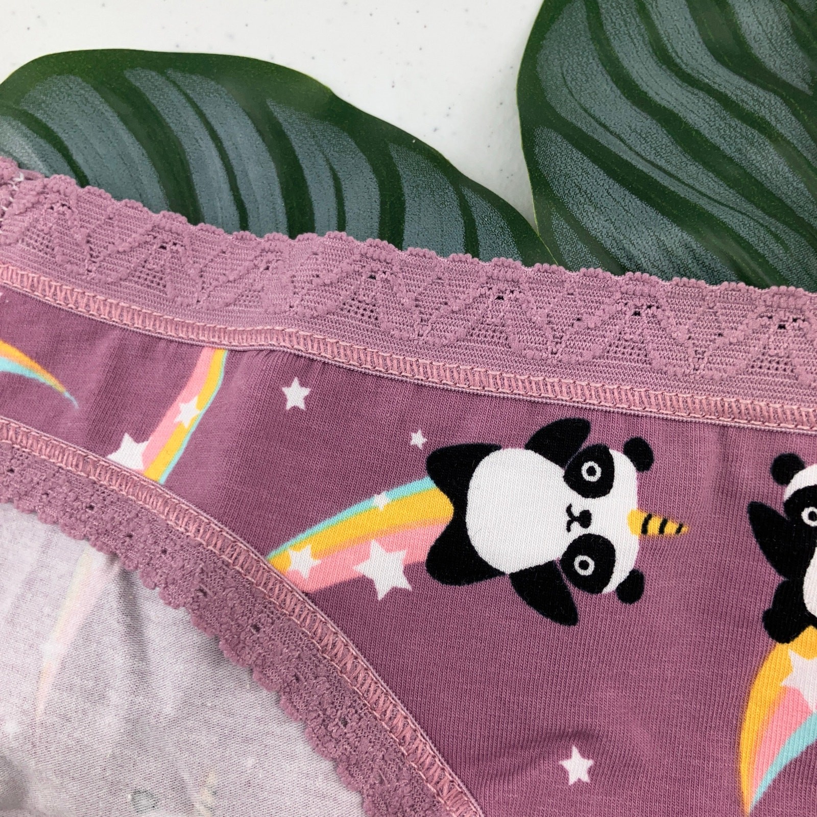 Sock It To Me Pink Unicorn Rainbow Panda Cotton Blend Mid-Rise Bikini Underwear