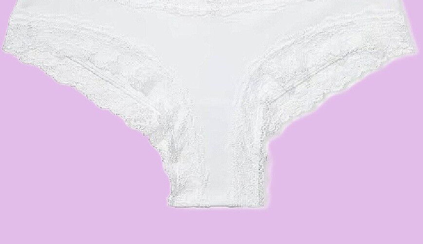 XL Bright White Victoria’s Secret Stretch Cotton Lace-Waist & Leg Cheeky Pantie