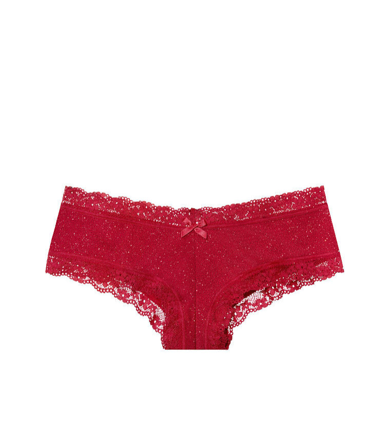 Victoria’s Secret Very Sexy Lace-Trim Glitter Cheeky Panty Deep Red