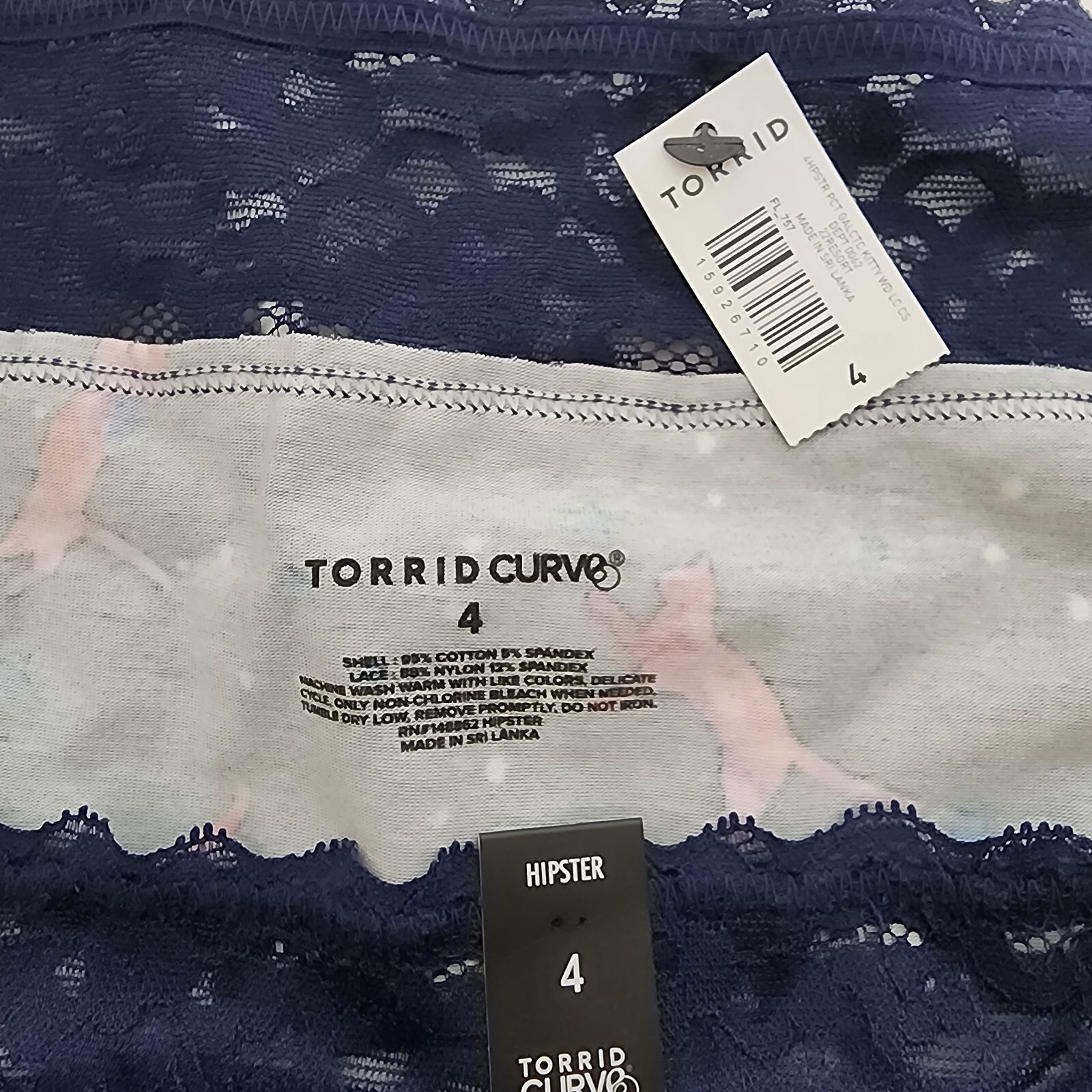4X 26W Torrid Blue Hipster Panty Galaxy Cat Space Lace Lingerie Stars Cotton Str