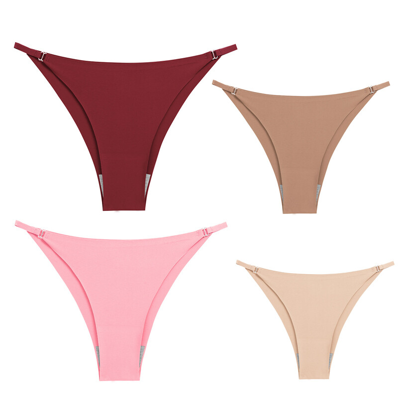 4 Pack Lot Sexy Womens High Cut Thong Panties Brief Low Rise Underwear Lingeries