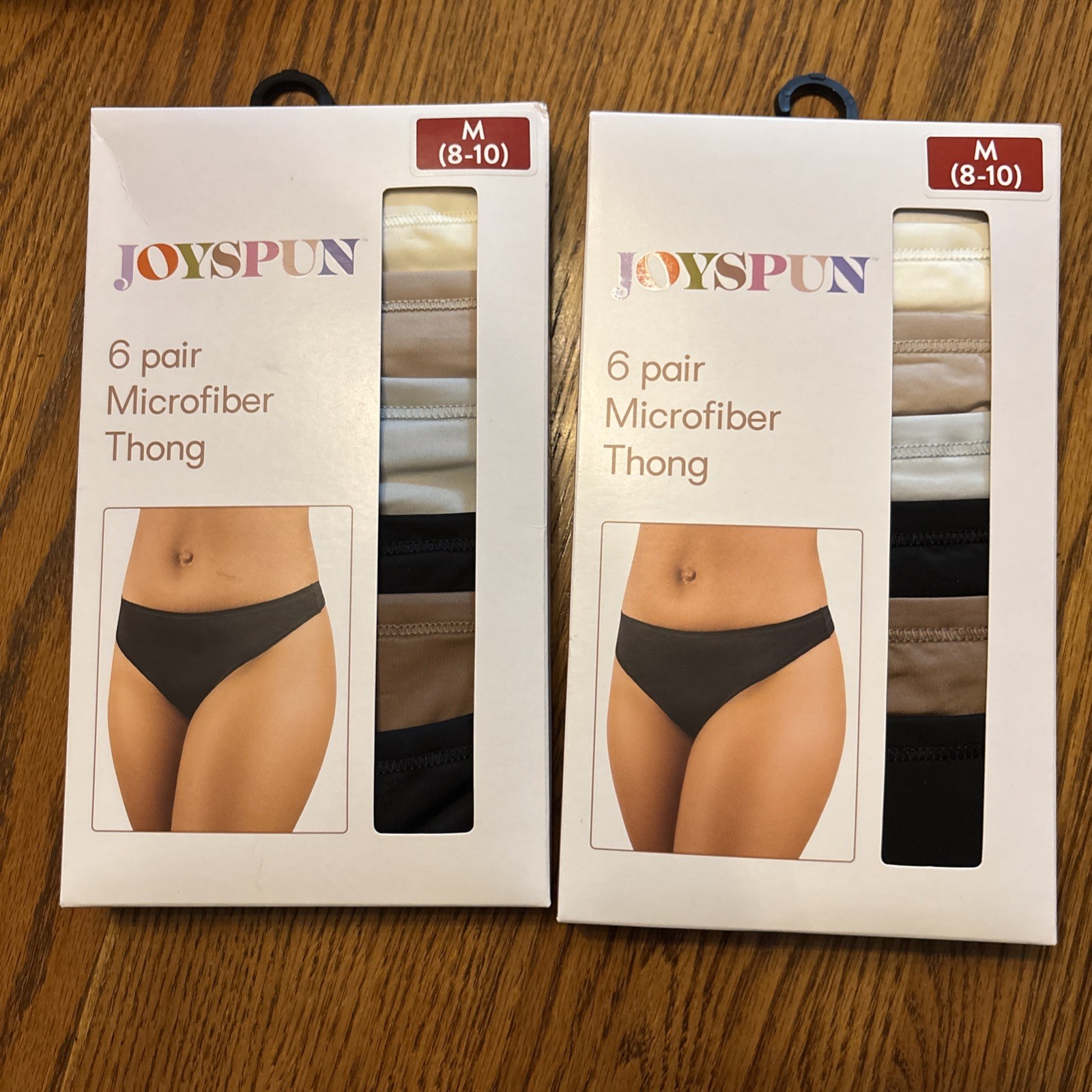 NWT Lot of 2 JOYSPUN Women’s 6 Pair (12 pr) THONG Microfiber M 8/10 Mixed Colors
