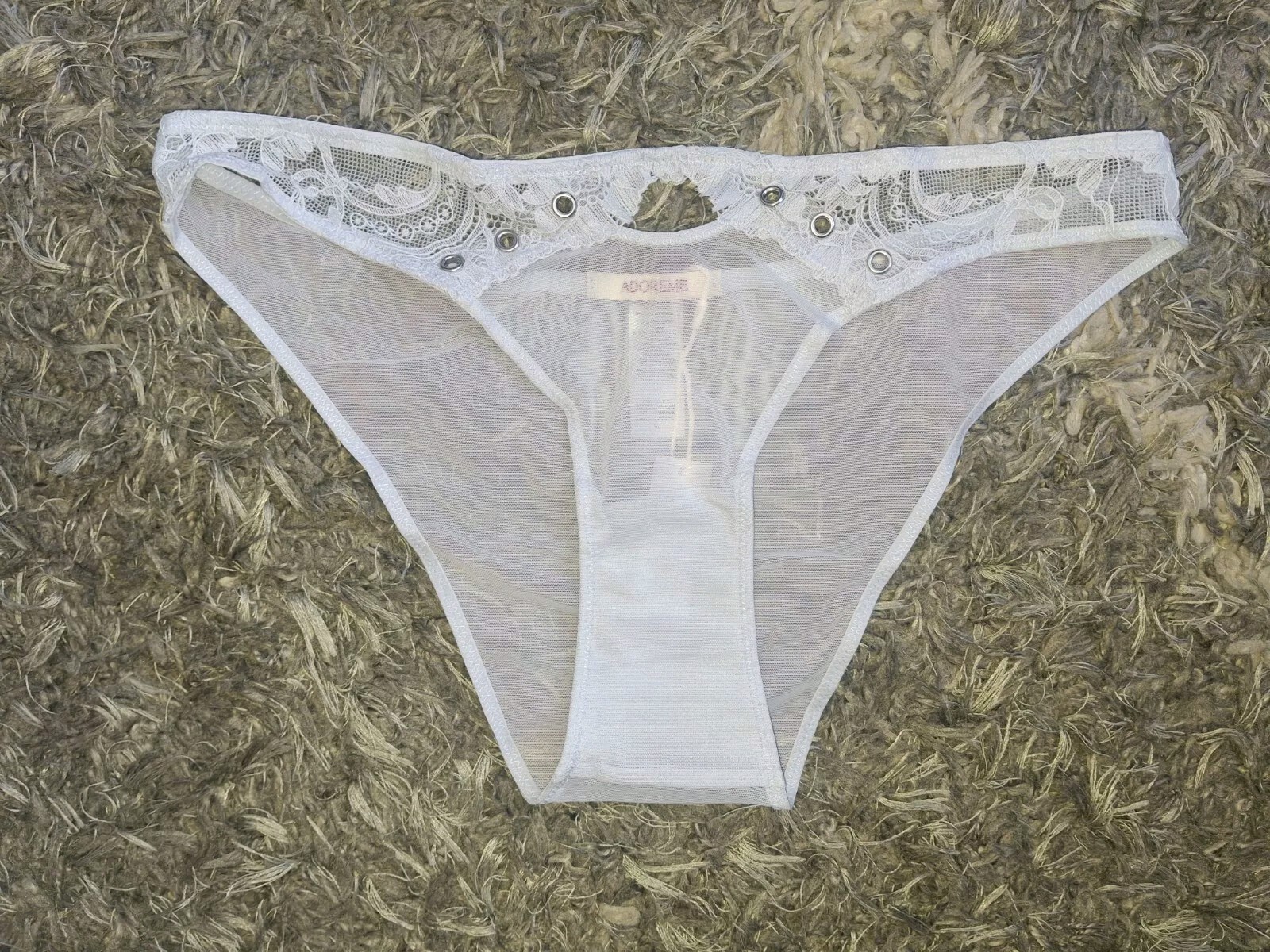 Adore Me/VS Shimmer Keyhole Grommet Brazilian Panty NEW Large Lt Blue