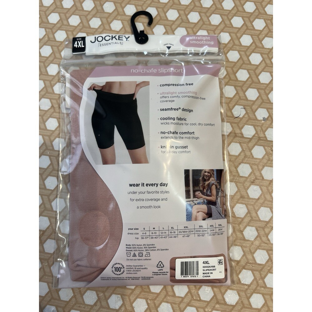 Jockey Essentials Seamfree Smoothing No-Chafe Slipshort Light Size 5XL Womens
