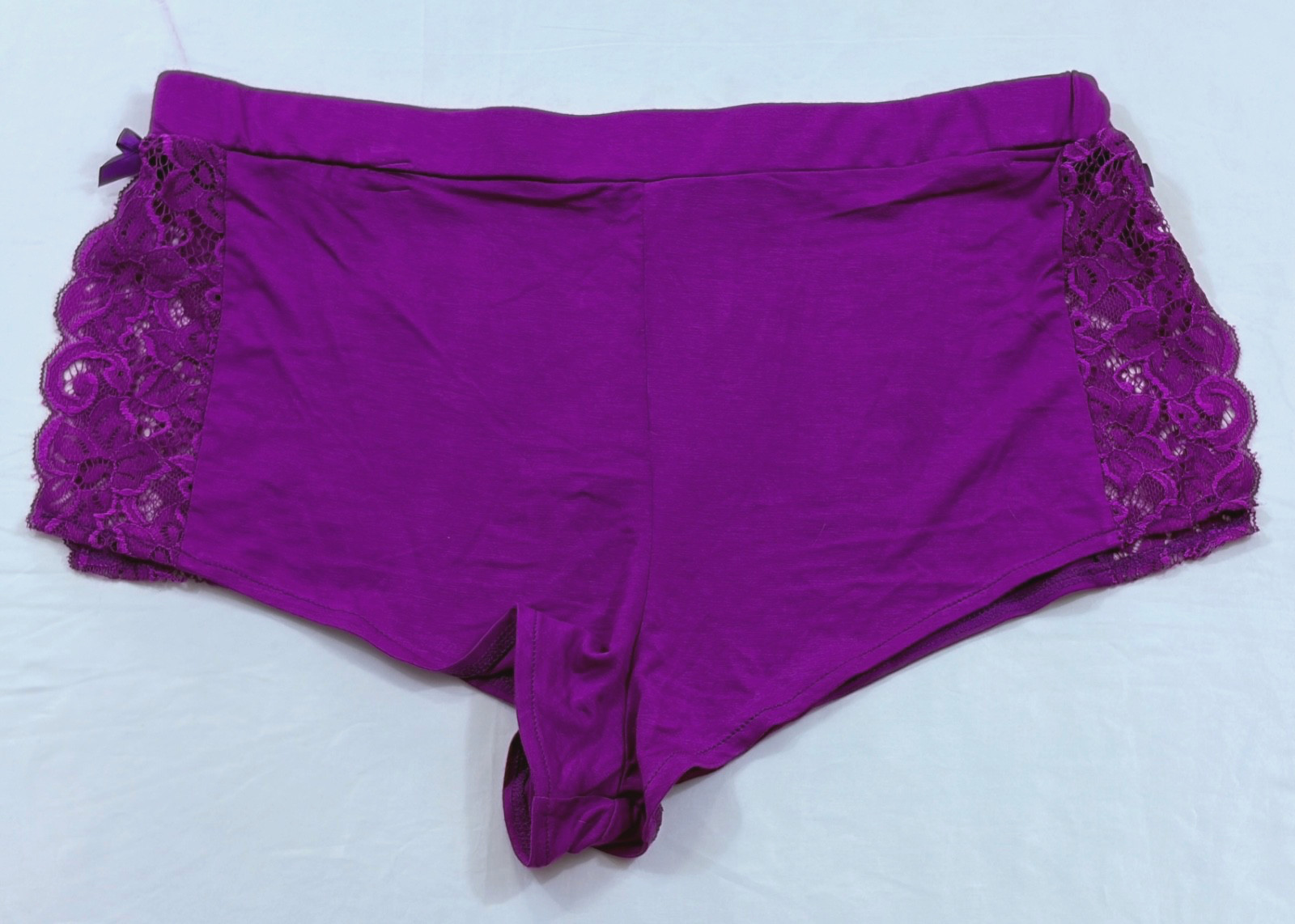 women’s boy short underwear size XL purple lace wide leg relaxed viscose